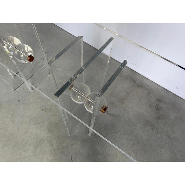 Brass and Acrylic Glass Console Table, 1970s For Sale - Image 4 of 13