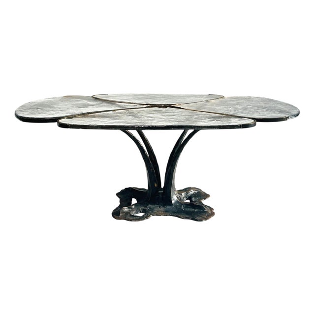 Forged Table in Bronze and Dalmond Glass by Lothar Klute, 1987 For Sale