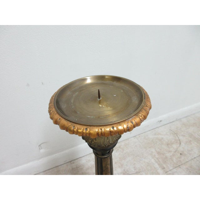 John Richard French Regency Pedestal Paint Decorated Candle Stand Holder For Sale - Image 9 of 10