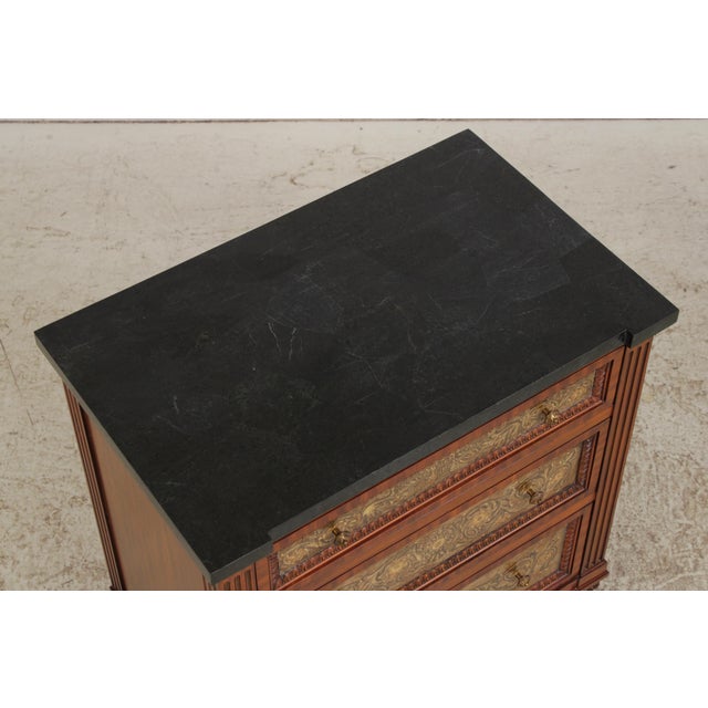 Wood Pair Maitland Smith Marble Top Neoclassical Commode Chests For Sale - Image 7 of 18