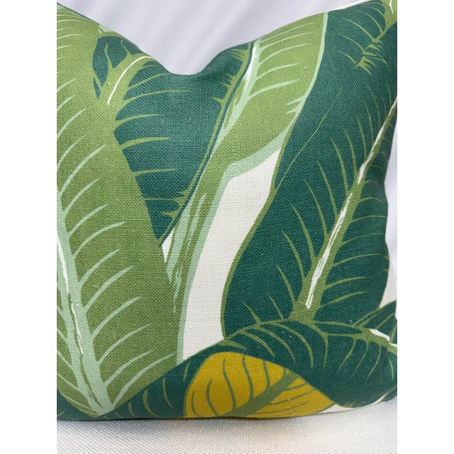 Transitional Schumacher "Tropical Isle" in Green on Ivory 22" Pillows-a Pair For Sale - Image 3 of 3
