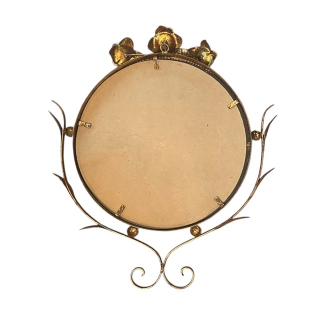 Vintage Italian Gilt Tole Toleware Gold Metal Wall Mirror, Circa 1970 For Sale In Dallas - Image 6 of 6