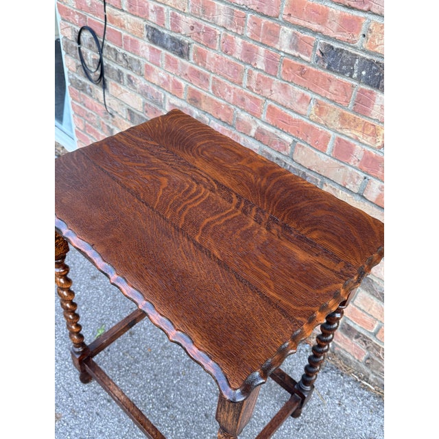 1920s Antique English Barley Twist Side Table For Sale - Image 5 of 11