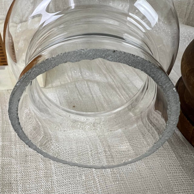 Pair Vintage Italian Wood & Blown Glass Hurricane Candle Holders For Sale - Image 9 of 12