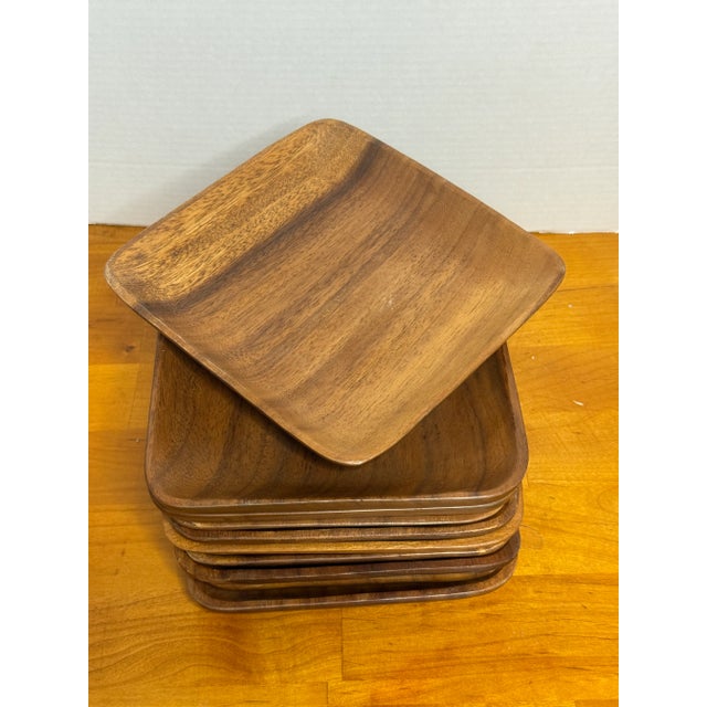These Vintage Teak Eight Inch Serving/Appetizer Plates are a charming addition to any kitchen or dining room. Handmade...