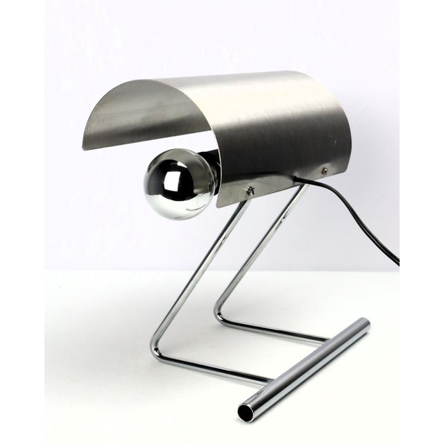 1970s Vintage Stainless Steel Table Lamp in the style of François Monnet, 1970s For Sale - Image 5 of 13
