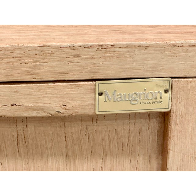 Roche Bobois Signed Pair of Roche Bobois Nightstands by Maugrion – French Oak & Cane, Circa 1980 For Sale - Image 4 of 10
