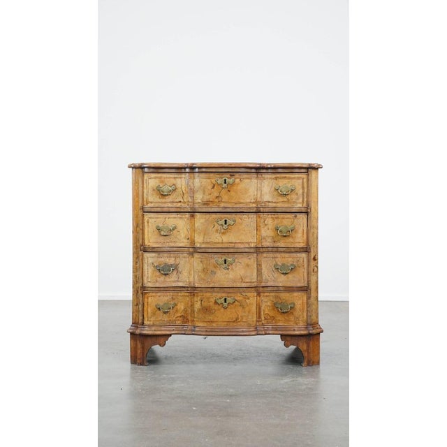 18th Century Baroque Organ-Curved Burr Walnut Wooden Chest of Drawers For Sale - Image 4 of 15