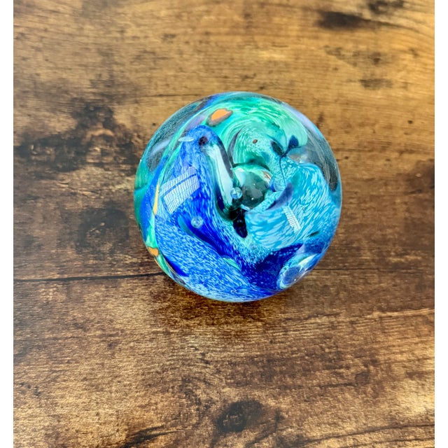 1999 Vintage Hand-Blown Art Glass Paperweight by Studio Artist Jim Karg For Sale - Image 4 of 4