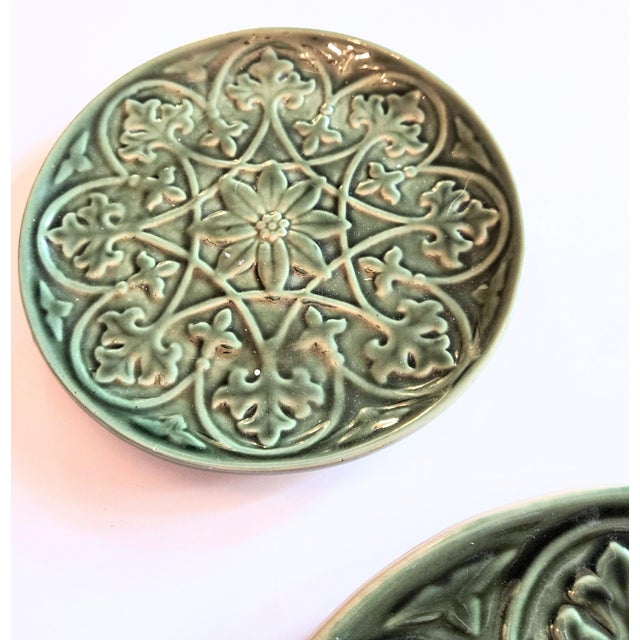 Bordallo Pinheiro Green Celtic Design Plates- Set of Two For Sale - Image 4 of 18