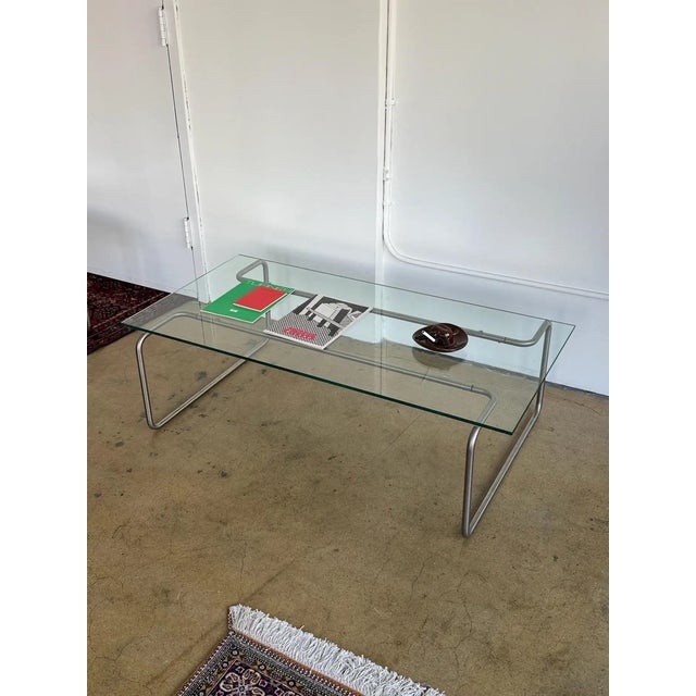 Mid-Century Modern Bent Tubular Steel and Glass Coffee Table For Sale - Image 3 of 6