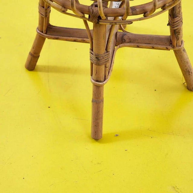 Vintage Stool in Rattan, 1960s For Sale - Image 3 of 6