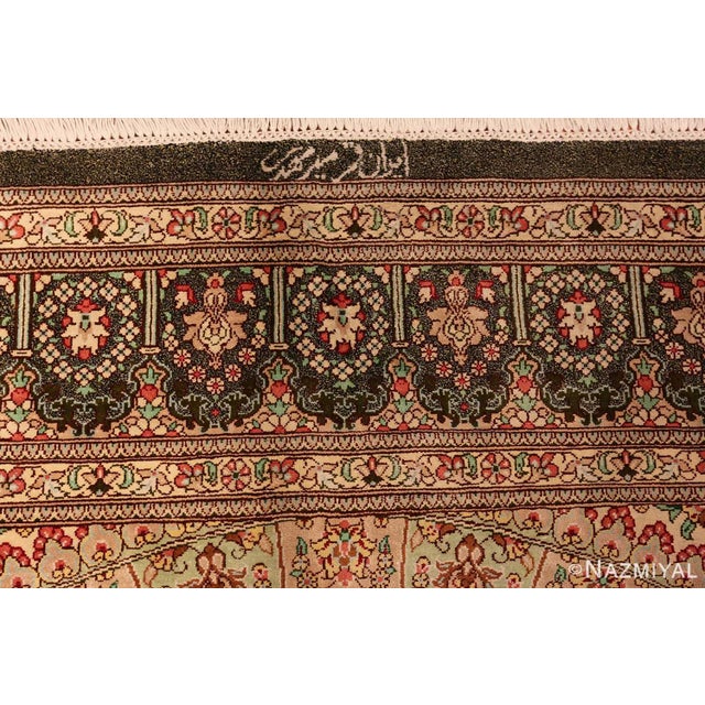 Nazmiyal Collection Floral Silk Vintage Persian Qum Rug For Sale - Image 4 of 8