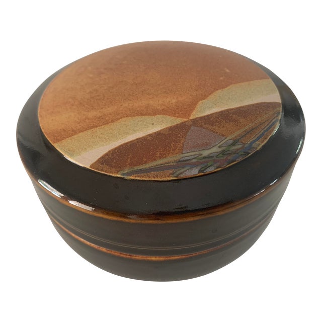 Mid Century Lidded Studio Pottery Box For Sale