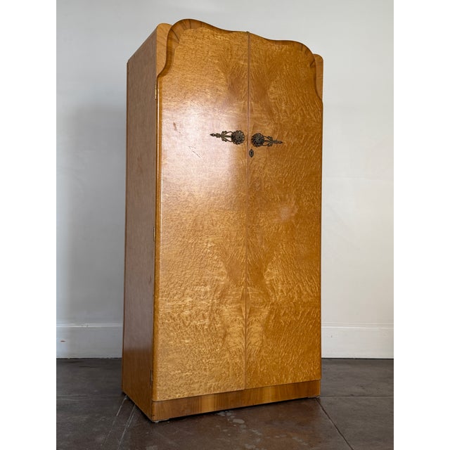 Vintage Art Deco 1940's Burl-Wood Armoire For Sale - Image 14 of 18