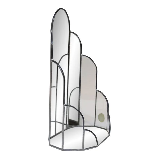 German Art Deco-Style 'Octagon Glaskunst Handarbeit' Vanity / Wall Mirror in Pewter For Sale