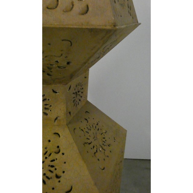 Metal Large Moroccan Perforated Metal Tower Lamps, 1980s, Set of 2 For Sale - Image 7 of 17