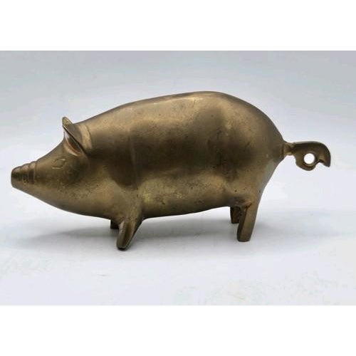 Contemporary Vintage Contemporary Solid Brass Pig Figurine For Sale - Image 3 of 17