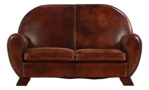 Dutch Art Deco Style Leather Loveseat, 1930s Modernist Form