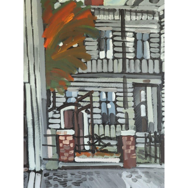 1974 Modernist 'Facade in Focus' Vintage Swedish Expressive Street Scene Oil Painting, Framed For Sale - Image 9 of 11
