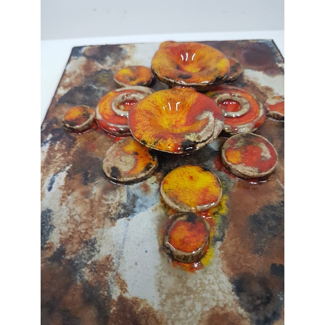 Original decorative wall tile made of hand-painted and glazed ceramics by RUSCHA, with the print "763 Ruscha hand-painted"...