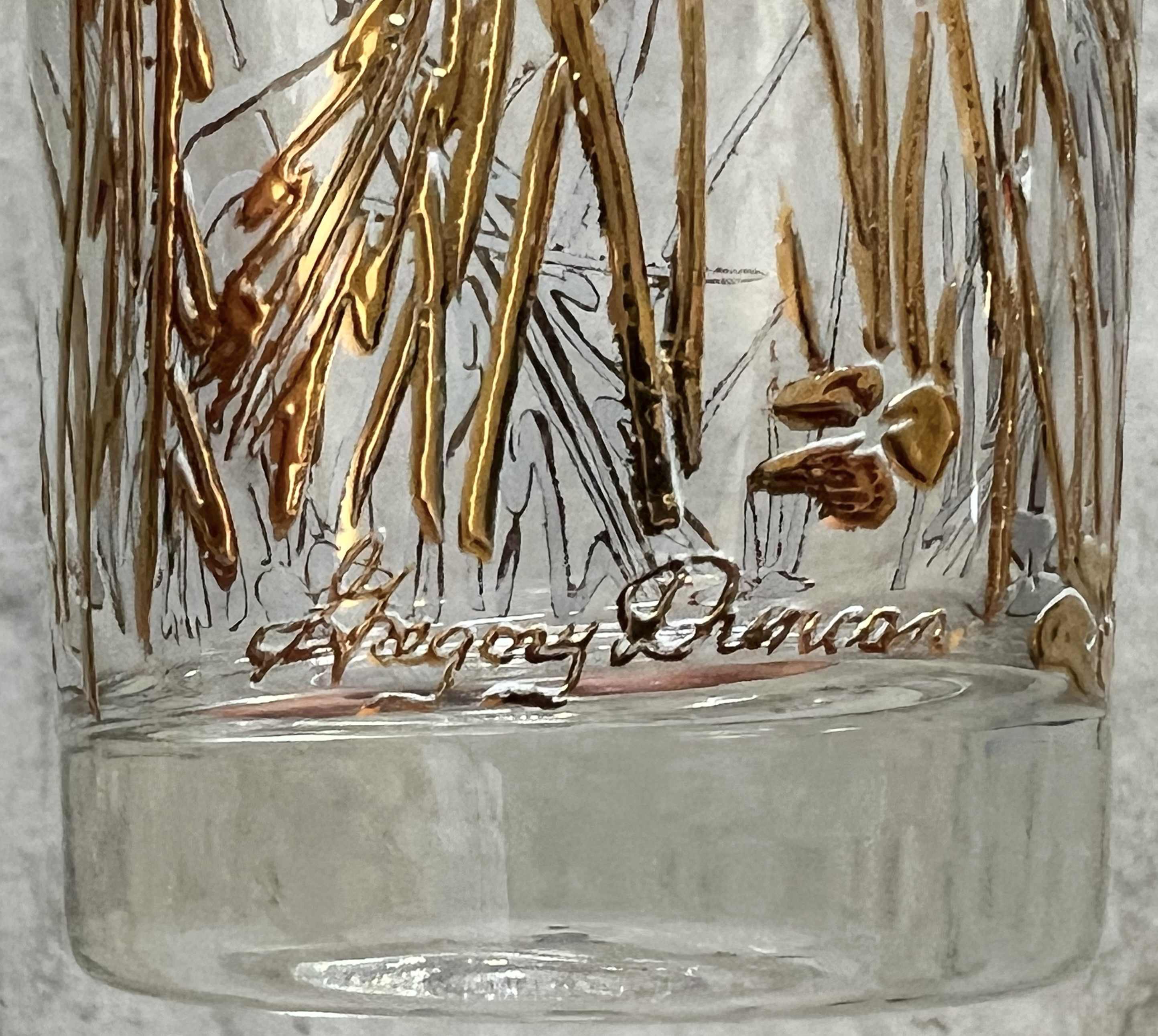 Mid Century 22k Gold Dandelion Highball Glassware Set by Gregory