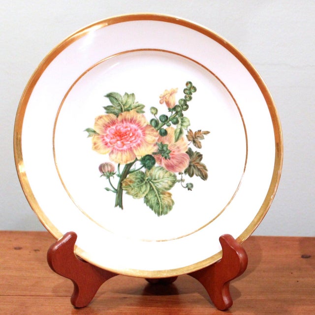 French Country Pair of Deroche Paris Porcelain Floral Plates, 19th Century For Sale - Image 3 of 11
