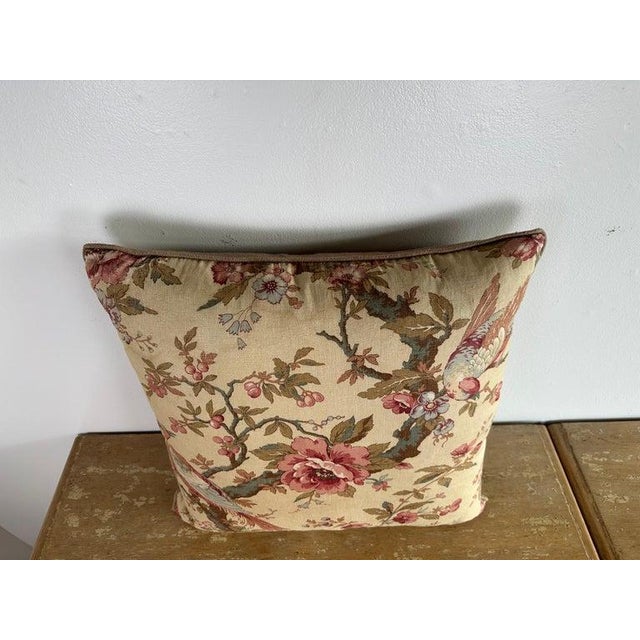 Floral Printed Linen Pillow, Chinoiserie Style, England, New Design For Sale In Los Angeles - Image 6 of 8