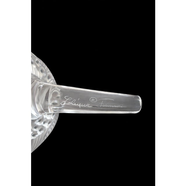 Lalique Lalique Anemone Crystal Flower Paperweight – Black Enamel Accents – Signed For Sale - Image 4 of 4