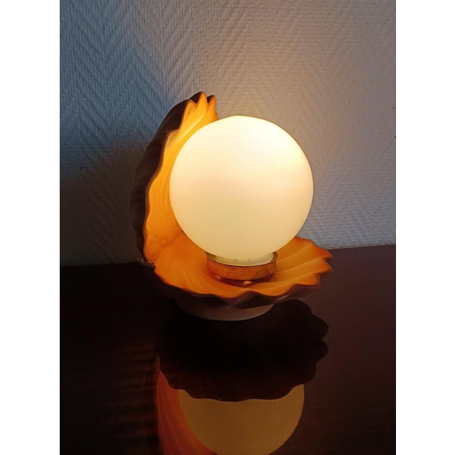 Vintage Seashell Lamp in Ceramic and Glass, 1980s For Sale - Image 4 of 7