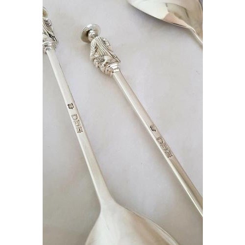 Antique Victorian London Silver Apostle Spoons with Heraldic Seals, 1897, Set of 4 For Sale - Image 11 of 14