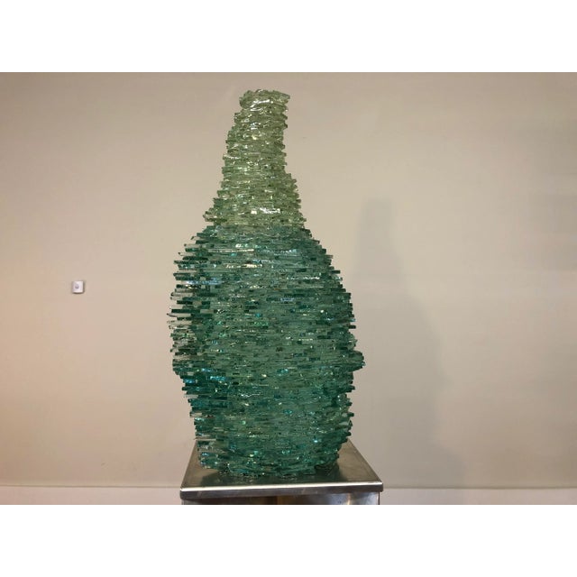 Late 20th Century Large Modern Fractured Glass Sculpture For Sale - Image 10 of 10