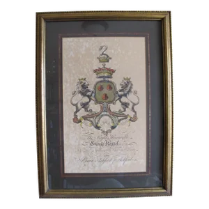 English Coat of Arms Hand Colored Print George Keppel, British Army Officer of the 1800's