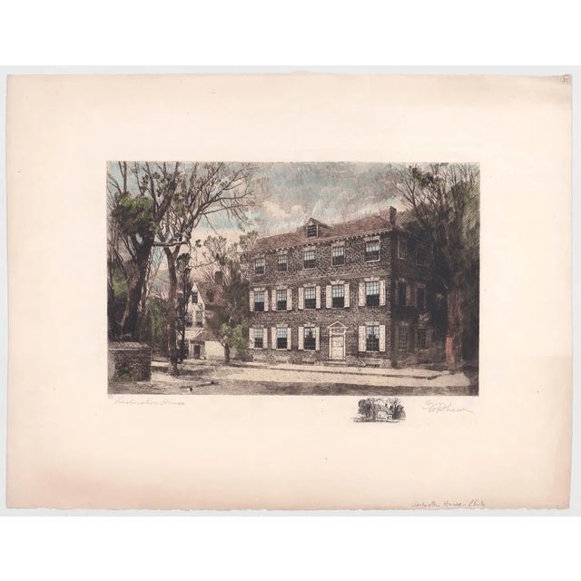 1907 Robert Shaw Declaration House Philadelphia Etching For Sale - Image 4 of 5
