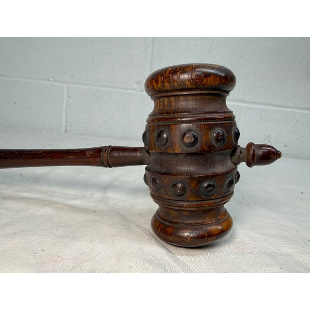 Rare Antique 19th Century Handmade Carved Turned Wood Judge Gavel Hammer For Sale In New York - Image 6 of 9