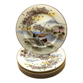 Kutani Hand‑Painted Decorative Plates – 7.25” (5 Available) For Sale