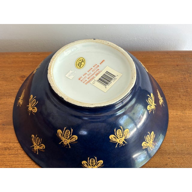 1990s 1990s Porcelain Gold and Navy Blue Bee Bowl For Sale - Image 5 of 6