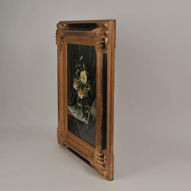 Antique Oil Painting Signed Artist's Study of Cherokee Roses in a Glass For Sale - Image 16 of 18