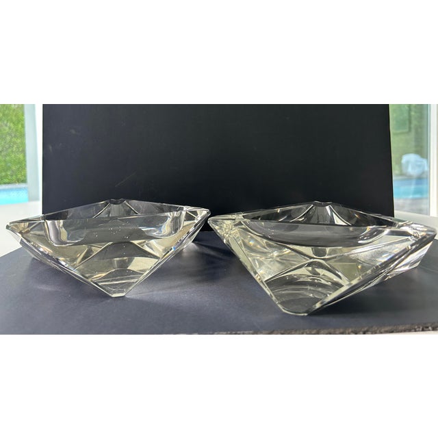 Mid-Century Modern Midcentury Glass Ashtray Pair For Sale - Image 3 of 4