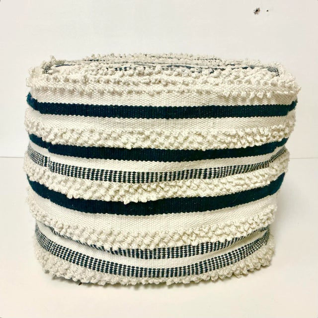 1980s Vintage Boho Chic Coastal Kilim Pouf Hassock Footstool. For Sale - Image 10 of 14