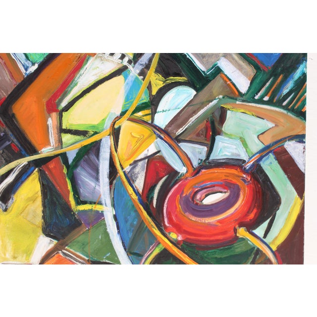 Modern Abstract Expressionist Oil on Canvas in Bold Jewel Colors by Friesen For Sale - Image 4 of 6