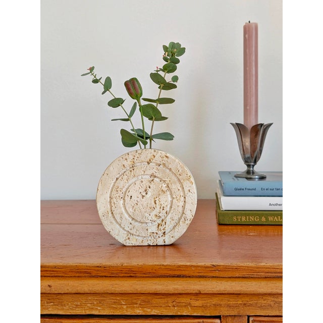 Beige Vintage Travertine Bud Vase from Fratelli Mannelli, 1970s For Sale - Image 8 of 18