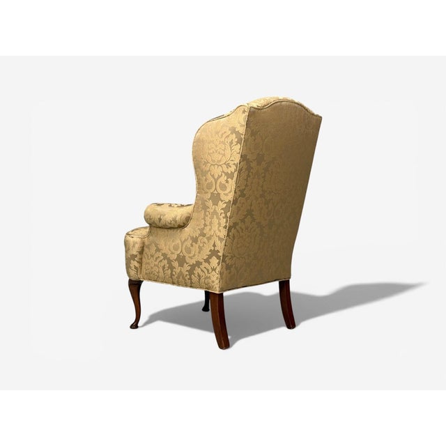 Wood Queen Anne, Wingback Chair, Fabric, Mahogany, England, 19th C. For Sale - Image 7 of 7