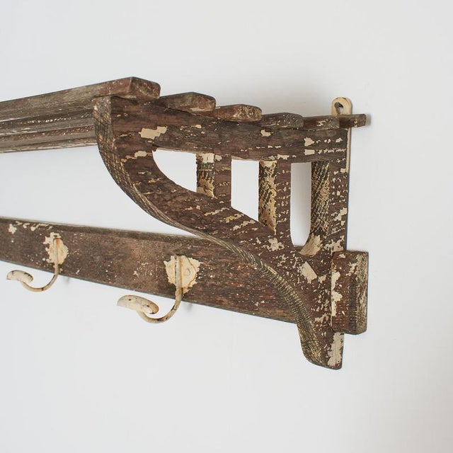 Vintage Wooden Luggage Wall Coat and Hat Rack, 1950s For Sale - Image 4 of 11