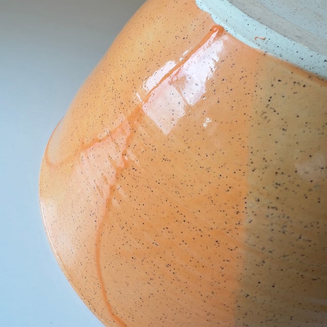 Orange Handmade Pottery Large Speckled Stoneware Serving Bowl, Signed Mark Boka For Sale - Image 8 of 16