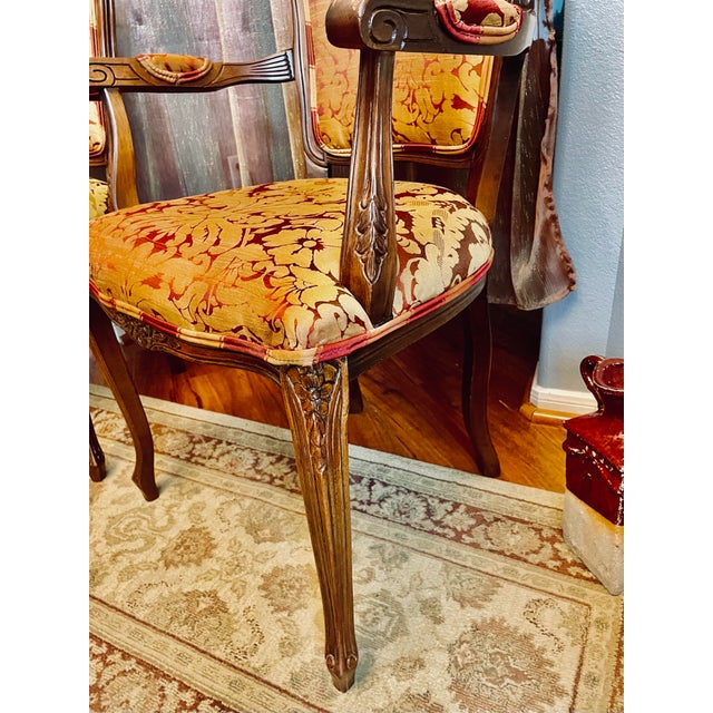 Red Mid-20th Century French Louis XV Style Fauteuil Armchairs - A Pair For Sale - Image 8 of 12