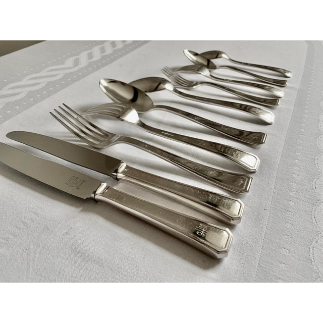 Art Deco Silver-Plated Cutlery Set with GHM Monogram from Wiskemann, Belgium, 1935, Set of 40 For Sale - Image 9 of 11