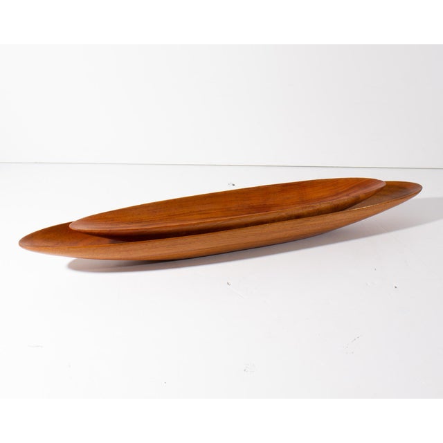 Mid-Century Wooden Canoe-Shaped Bowls For Sale - Image 4 of 8