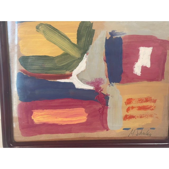 1970s Abstract Modern Painting on Brown Paper Framed Signed For Sale - Image 4 of 4