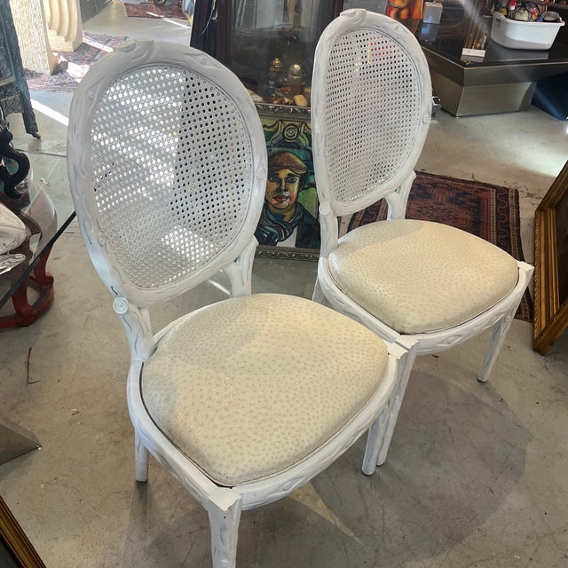 Faux Bois Twig Branch Chairs (Pair). Mid 20th Century Pair of Carved Art Nouveau Chairs With Faux Cane Back & Faux Ostrich...